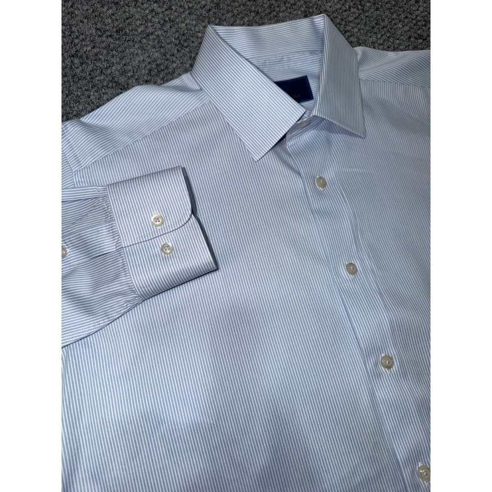 David Donahue Slim Fit Men's Striped Dress Shirt Size 17.5 34/35